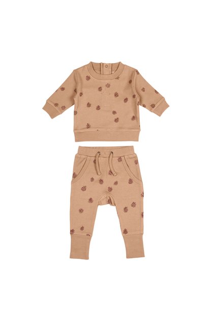 Set bebe bluza si pantalon,100% bumbac certificat GOTS, Nutmeg Pinecone, 0-18 luni