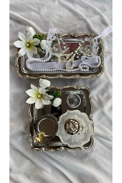 Z&B FLOWERS Ayaklı Nişan Tepsisi Söz Tepsisi Damat Fincanı Kahve