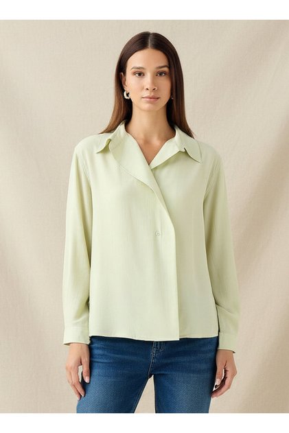 Regular Fit Viscose Top with Button Detail