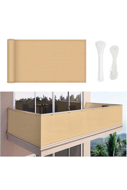 OneDcor Balcony Privacy Screen 0.9x5M – Beige HDPE Fence Cover, 230g/m² UV-Resistant