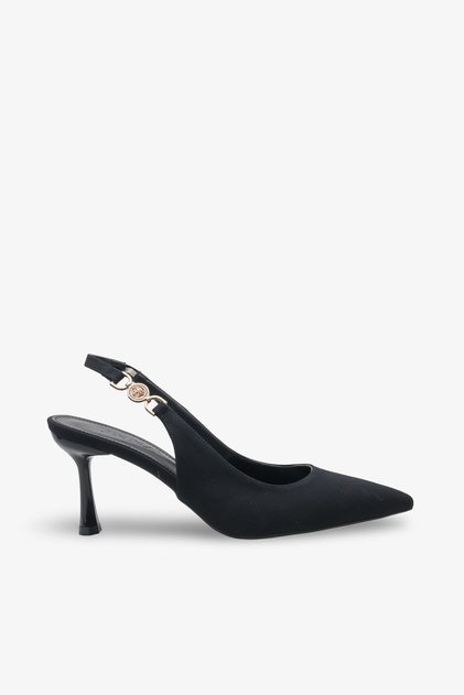 Women's Thin Heeled Strappy Shoes Goya Black Nubuck