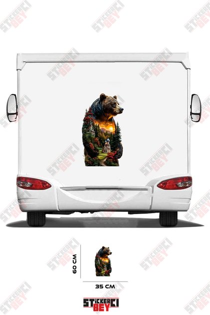 Nature Patterned Bear Visual Caravan Sticker Coating