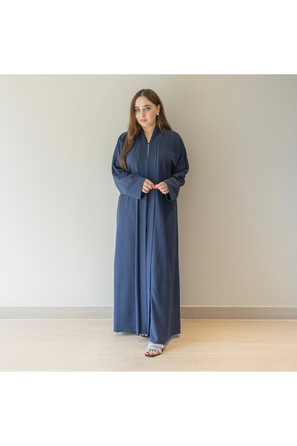 Blue Abaya Women – Front-Open Buttoned Style