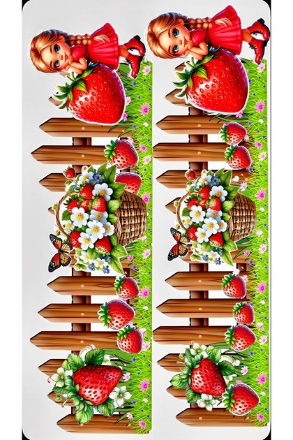 Strawberry and Girl-Themed Sticker Set – 22X30 cm – Shiny & Waterproof
