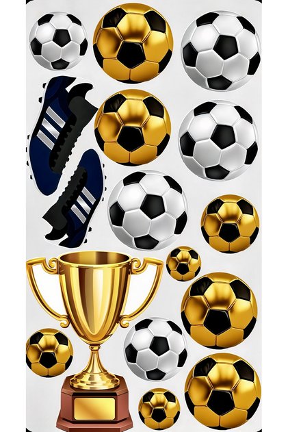 Futbol Temalı Sticker Seti – 22x30 cm – Top, Krampon ve Kupa Tasarımlı