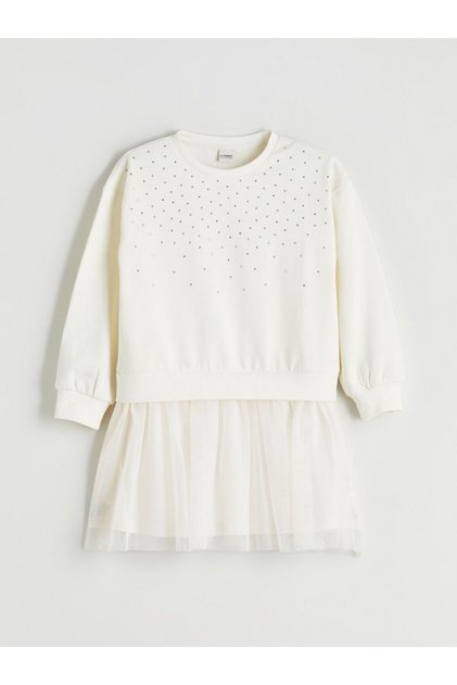 Lcw Kids Crew Neck Rhinestone Girls Tutu Dress
