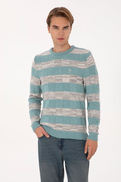 Men's Regular Fit Crew Neck Mint Sweater 50307829-Vr152