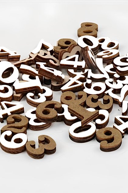 Çift Yönlü Beyaz ve Ham MDF Rakam Seti – 2,7 mm Kalınlık – 3,5×4,5 cm – 100 Parça +3 yaş
