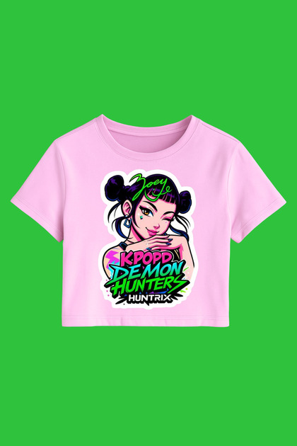 K-Pop Demon Hunters Huntrix Printed Cropped Crop Top Slim Fit