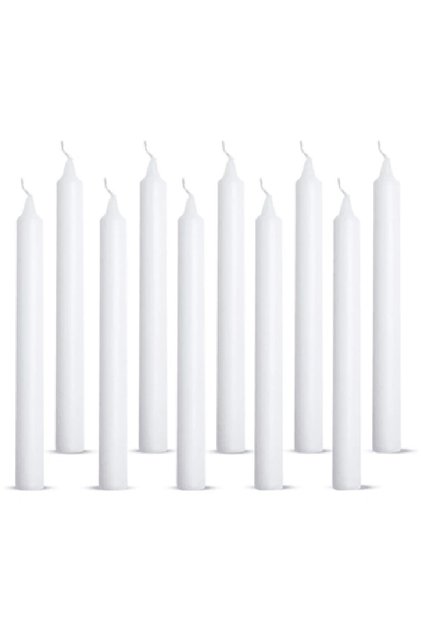 Candle | White Stick Candle Set of 10-Piece for Wedding & Home Decor (20 cm)