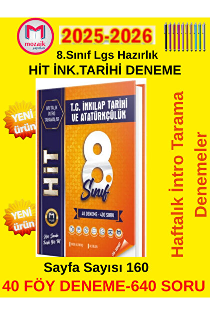 Mozaik Yayınları 8.Sınıf LGS Hazırlık Hit Mat-Türkçe-Fen-İnk