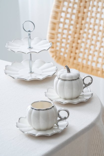 Betty 2-Person Coffee Cup Set with Stand Silver - 130 ml