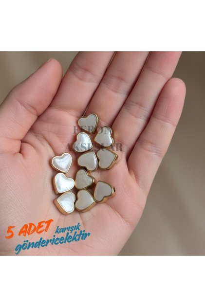 Kalp Kolye Ucu Charm – Altın Renk Metal, Takı Yapımı Boncuk ( 5 ADET )