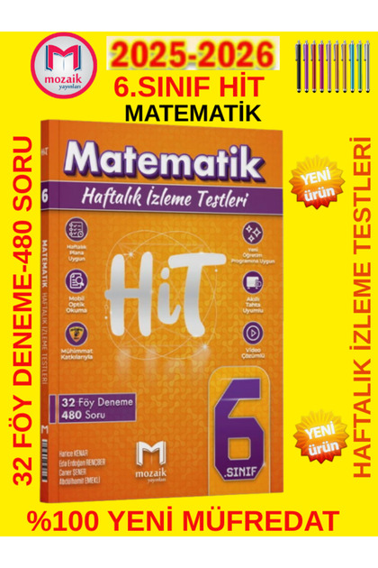馬券10枚セット Mozaik Yayınları 2025-2026 6.SINIF.Matematik HİT Haftalık İzleme