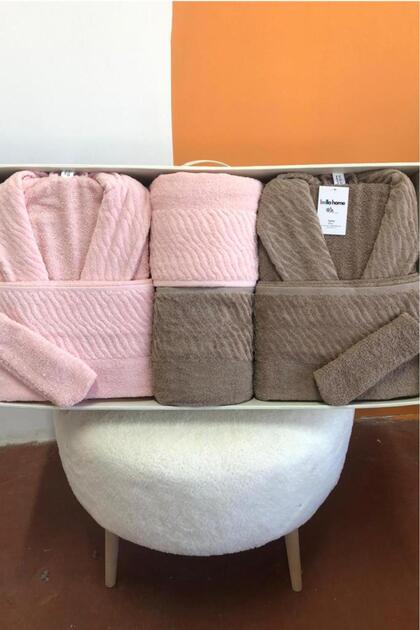 Zebra 8 Piece Family Bathrobe Set Pink - Brown
