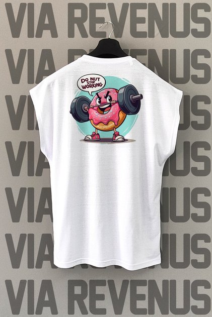 Do Nut Gym Back Printed Zero Sleeve 100% Cotton Sports Tshirt
