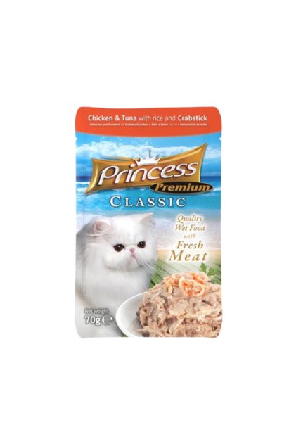 Princess Premium Classic Chicken & Tuna Rice & Crab Sachets 70g