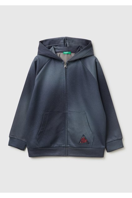 Erkek Çocuk Bej-Siyah Gölge Efektli Kişiselleştirilmiş Etiketli Sweatshirt