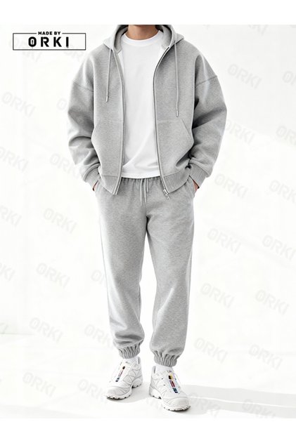 Unisex Oversized Hooded Zip-Up Tracksuit Set – Minimal Premium