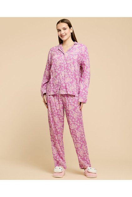 Women'S Lavender Printed Pyjama Set