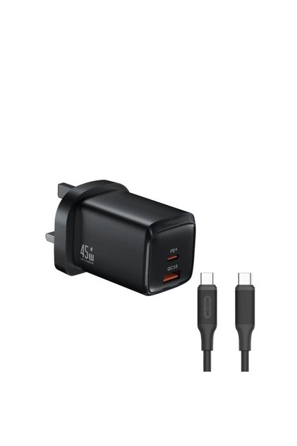 G-Charge Series 45W Dual Port PD & QC Wall Charger with C-to-C Cable UK Plug