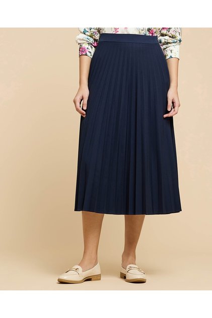 Pleated Midi Skirt With Elastic Waist