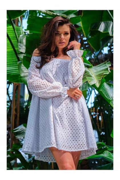 Rochie de damă din bumbac, albă, L-XL