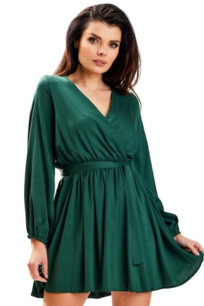Rochie A577, Vâscoză/Elastan, Verde