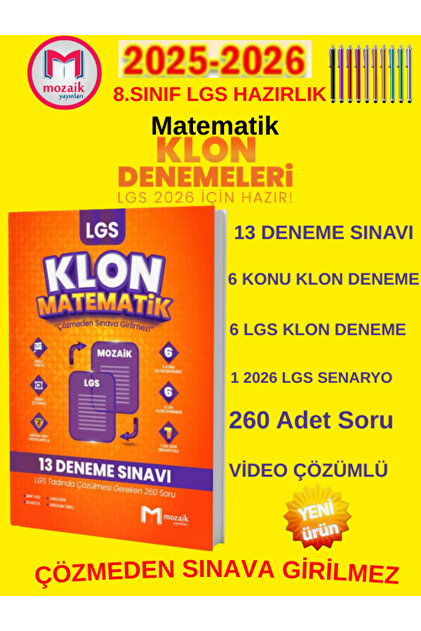 Mozaik Yayınları 2026 8.Sınıf LGS Hazırlık Matematik Klon 13 Video