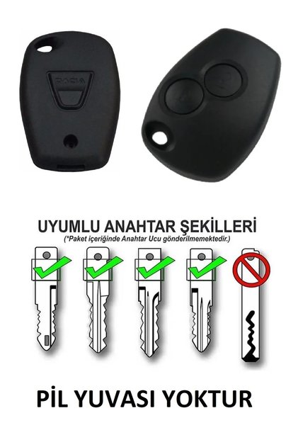Dacia Logan Sandero Duster Kumanda Kabı Araba Anahtarı PİL YUVASI YOKTUR / LOGOLU