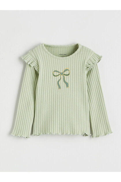 Lcw Baby Crew Neck Ruffle Baby Girl Blouse