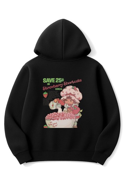 Oversized Unisex Strawberry Printed Hooded Sweatshirt