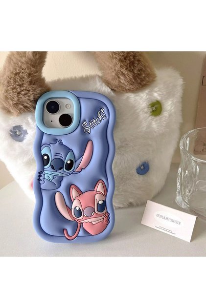 iPhone 16 Pro Sticky Cute Paste Silicone Case Blue Color