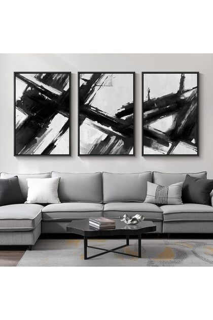Set of 3 Abstract Minimalist Canvas Art 30x40cm Personalized Framed Wall art Paintings