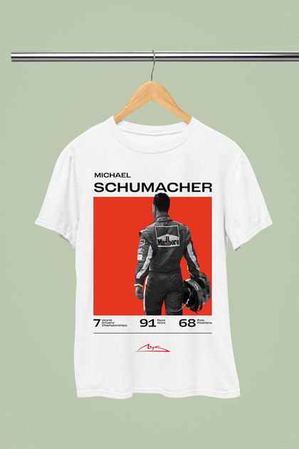 Michael Schumacher Printed Cotton Short Sleeve Regular Fit F1 T-Shirt