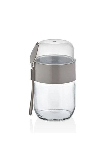 Yogurt Oatmeal Muesli Diet Storage Container Practical Portable with Spoon and Lid (300 ml + 300 ml)