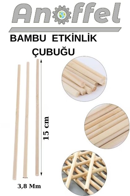 Ahşap Bambu Çubuk Çöp Şiş Hobi Ve Etkinlik Malzemesi 3,8 Mm 15 cm 300 (ADET)