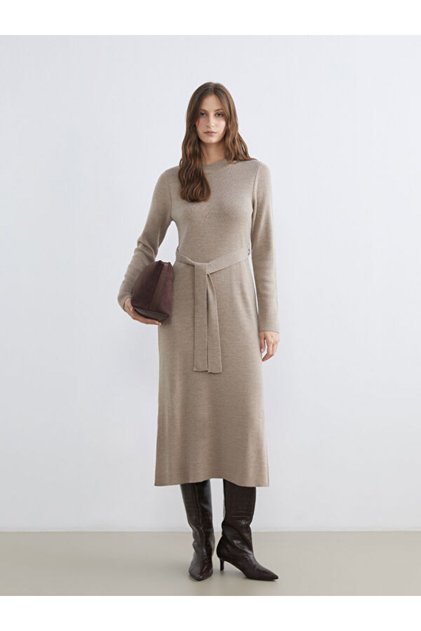 Quality Pieces from Çelebi Store Zero Roba Collar Waist Belted Knitwear Dress