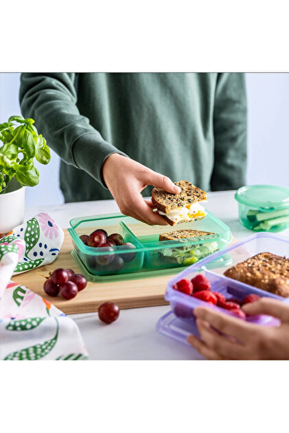 IKEA PRUTA plastik saklama kabı seti, lila-yeşil, 22x14x5 cm, 2