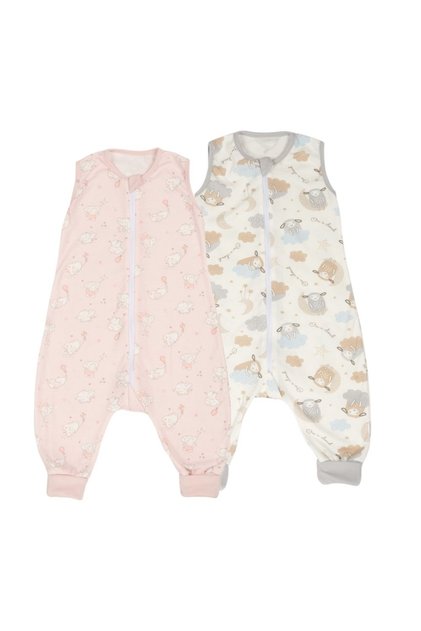 Set 2 saci dormit copii cu picioare de vara 6-18 luni Elefun Pink, 0.5 tog, mansete trans...