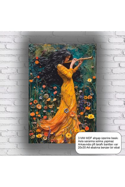 Music Instrument Clarinet Playing Woman Artistic Aesthetic Mdf Painting Wood Poster