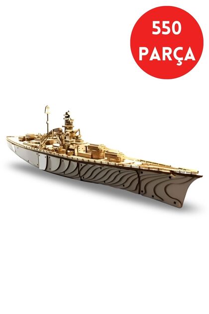 ALGWOOD 550 Parça Ahşap Bis marck Gemisi - Ahşap Lazer Kesim 3D