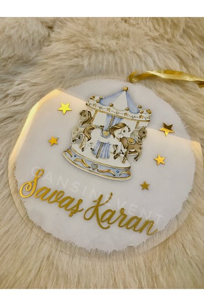 Pleksi Kapı Süsü İsme Özel / 30 cm/ Atlı Karınca / Şeffaf