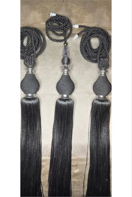 Fon Perde tavan Bağlama Püsküllü Braçol 3Lü Set