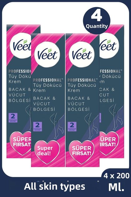 Professional Depilatory Cream for All Skin Types 200 ml 4 Pieces