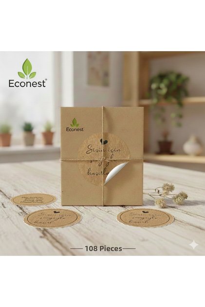 Kraft Sticker Kuşe 108 Pieces (3.7 cm) – Prepared with Love for You – a Quality Label