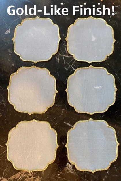 Gold Embroidered Six-Piece Cocktail Napkin