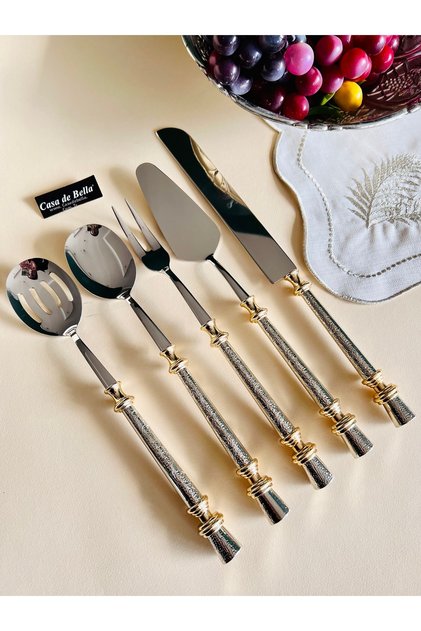 Steel 5 Piece Silver Serving Set