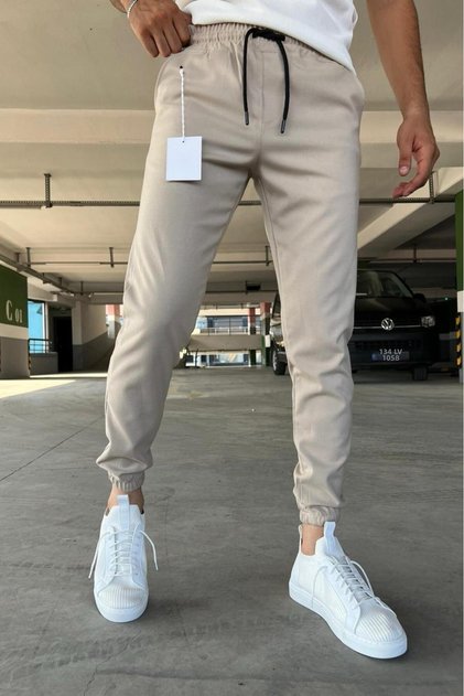 Wendy Men's Jogger Pants with Tight Fit Legs and Elastic Waist