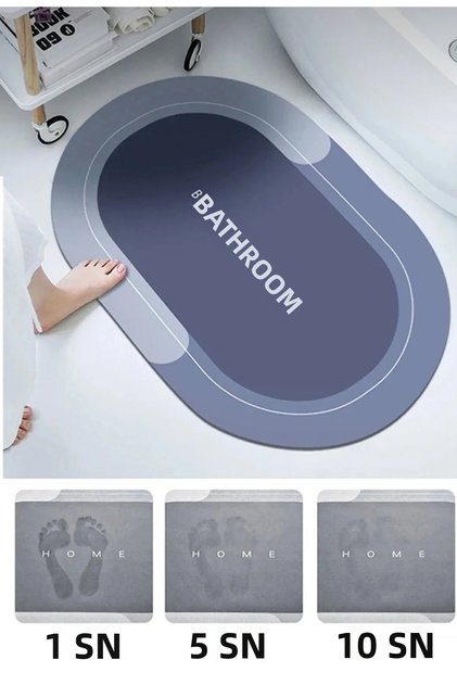 Water-Absorbent Stylish Design Ablution Mat Non-Slip Sole Diatomaceous Earth 40*60 Cm Oval Mat